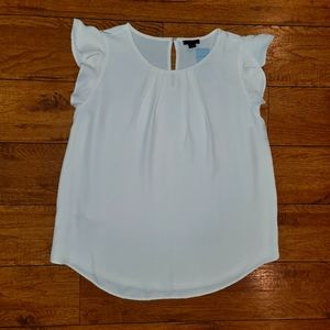 Ann Taylor flutter sleeve blouse sz Petite M